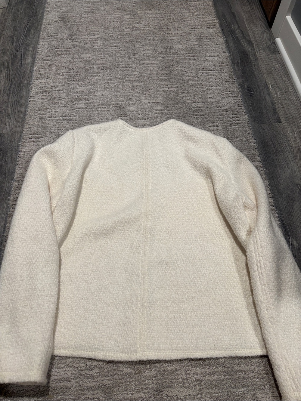 Massimo Dutti Ivory Bouclé Round-Neck Jacket size L - Picture 7 of 7